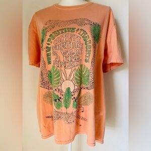 Urban Outfitters Project Social T Orange Graphic Cotton T-Shirt | One Size